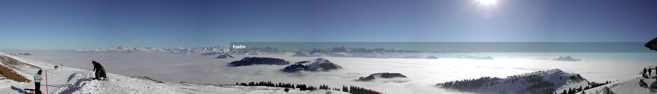 SCENIC VIEW OF SNOW COVERED MOUNTAINS AGAINST SKY