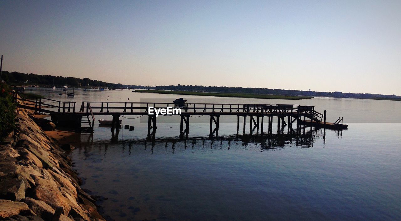 View of jetty in harbor