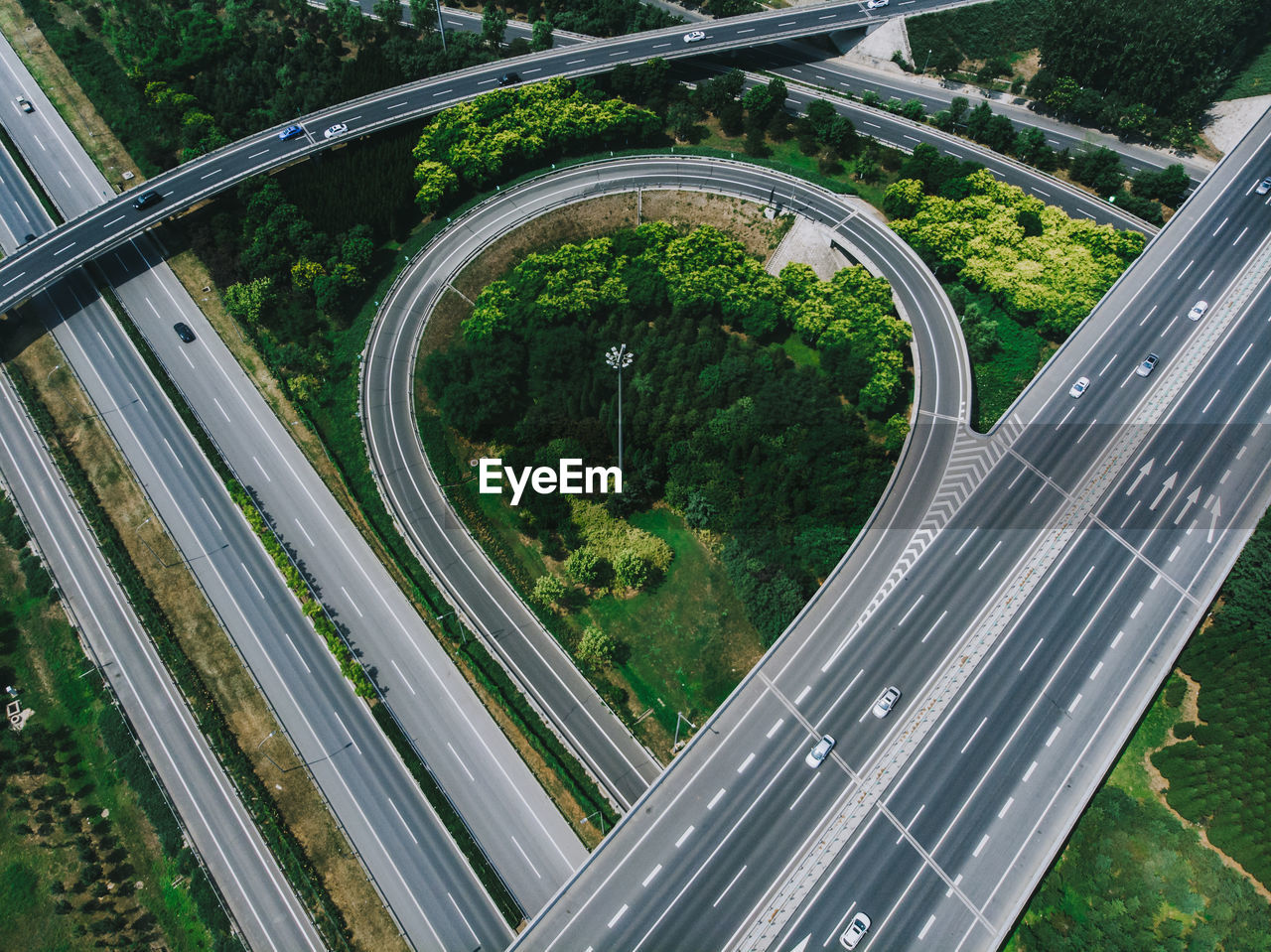 High angle view of road in city