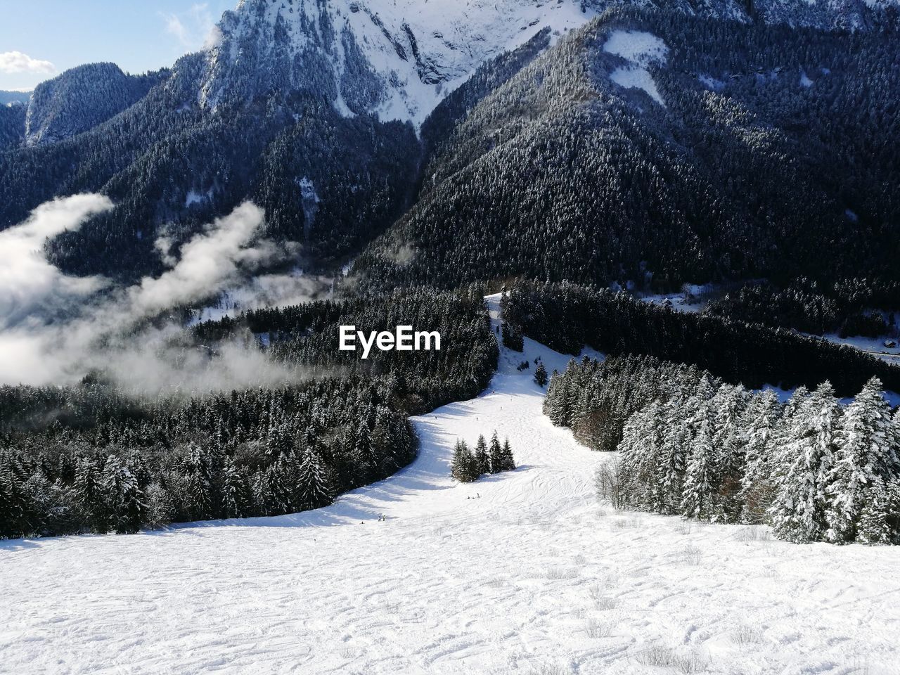 Snow covered mountain against sky