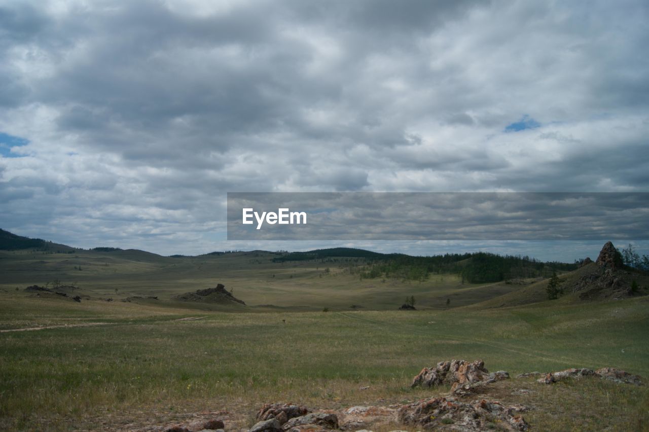 Scenic view of field against sky