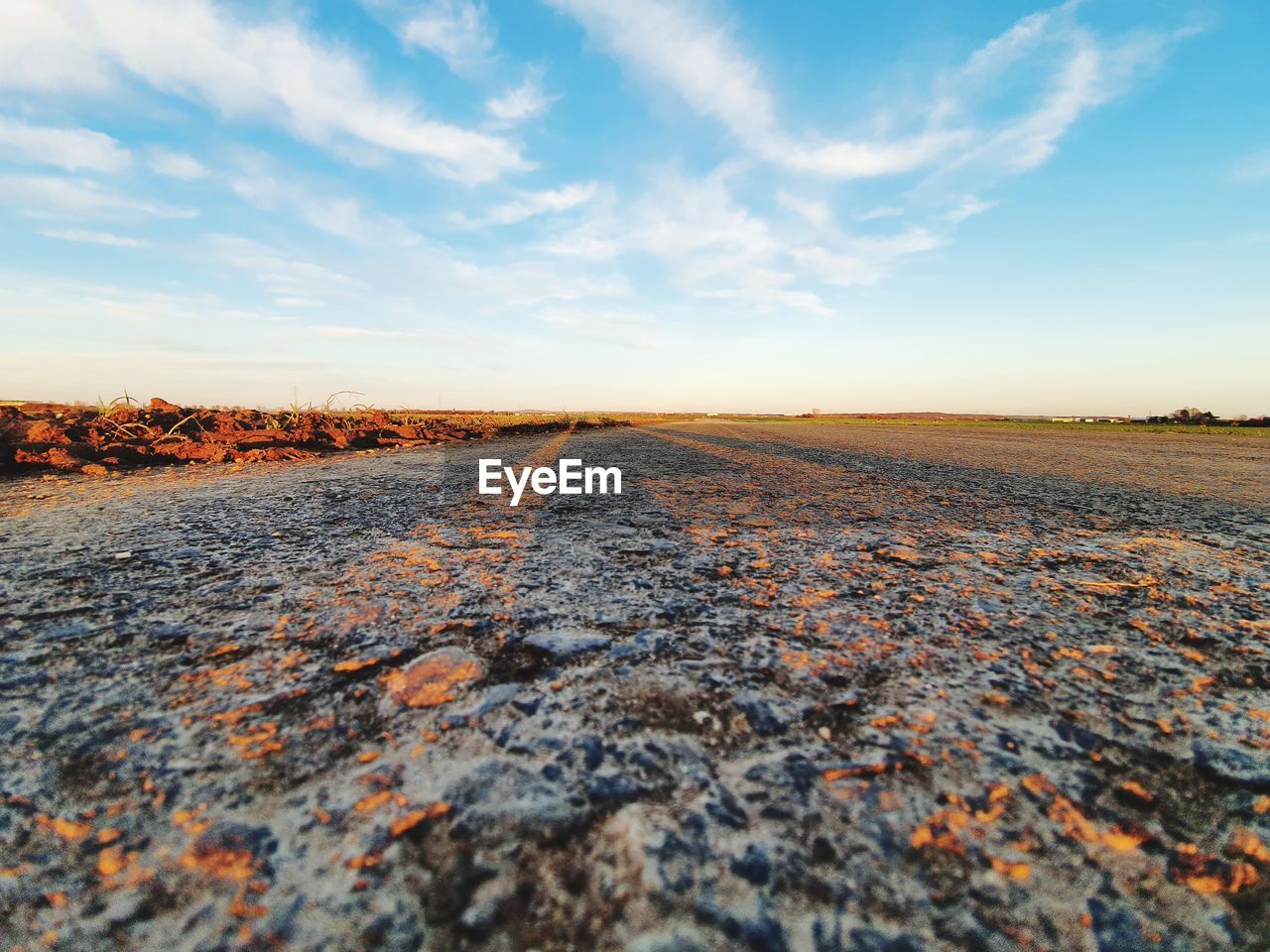 Surface level of road against sky