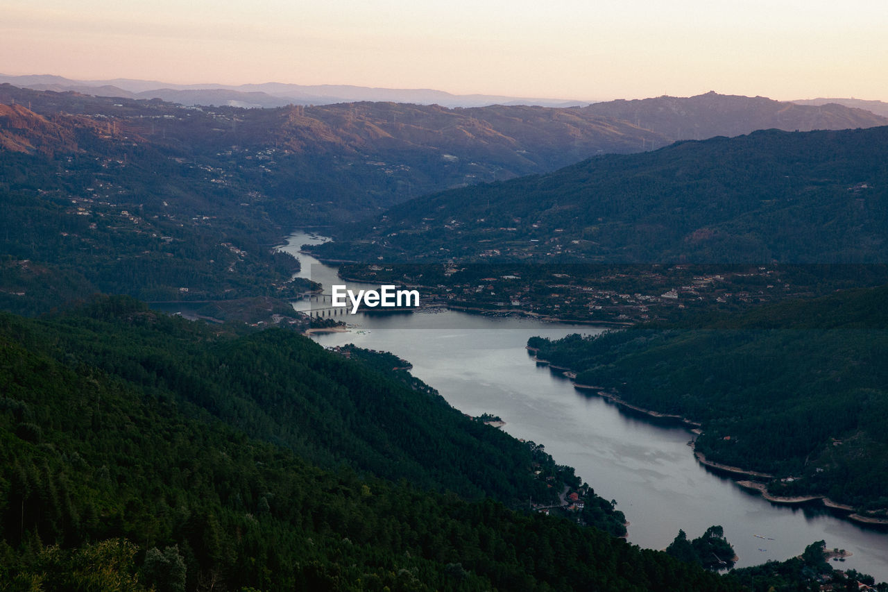 Scenic view of mountains against sky in portugal. 