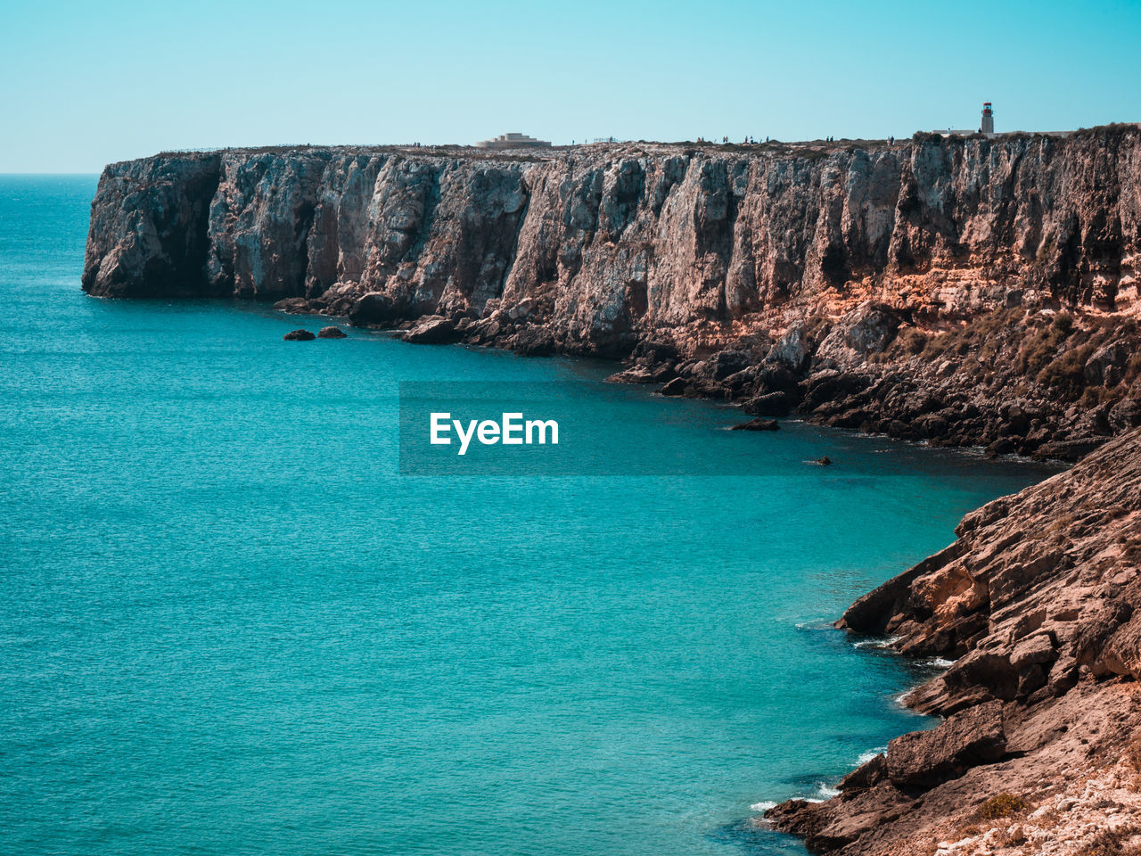 Scenic view of sea against clear sky