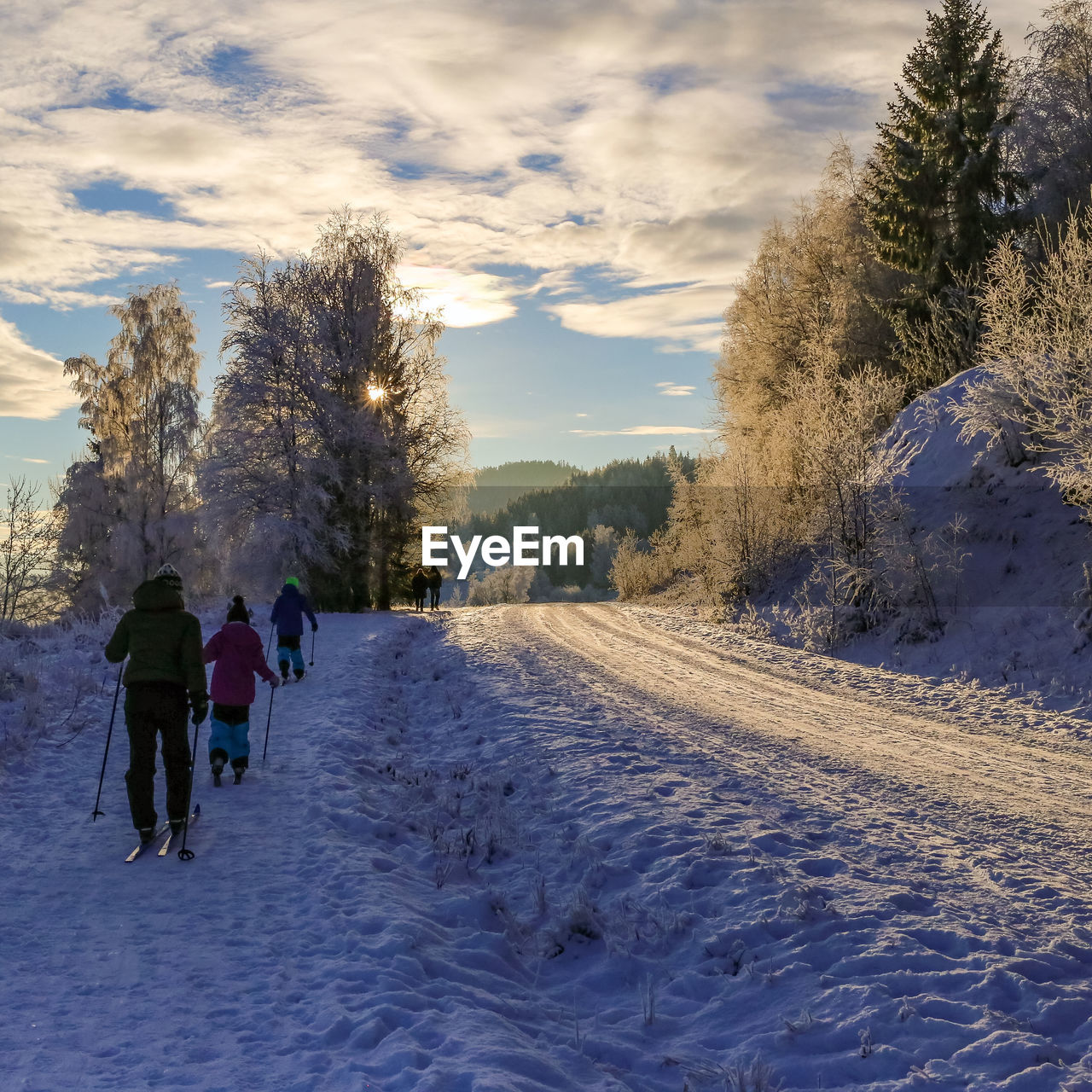 Hikers walking in winter