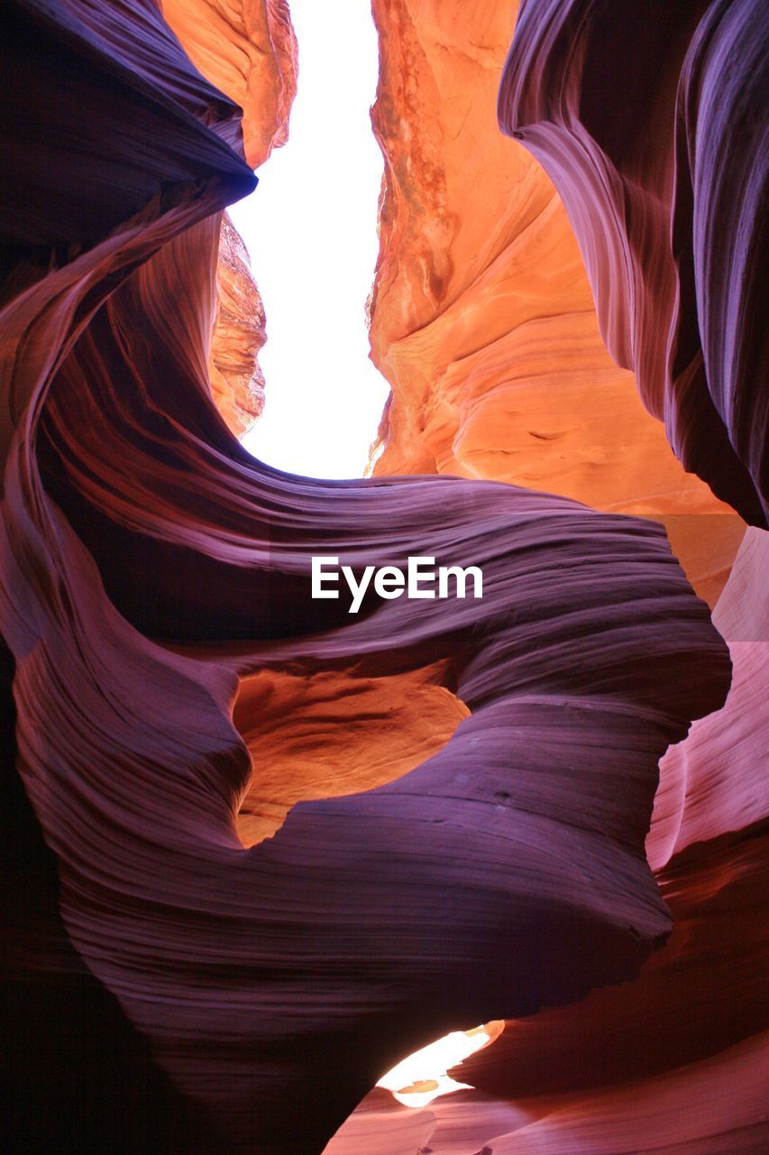 Low angle view of rock formations at antelope canyon