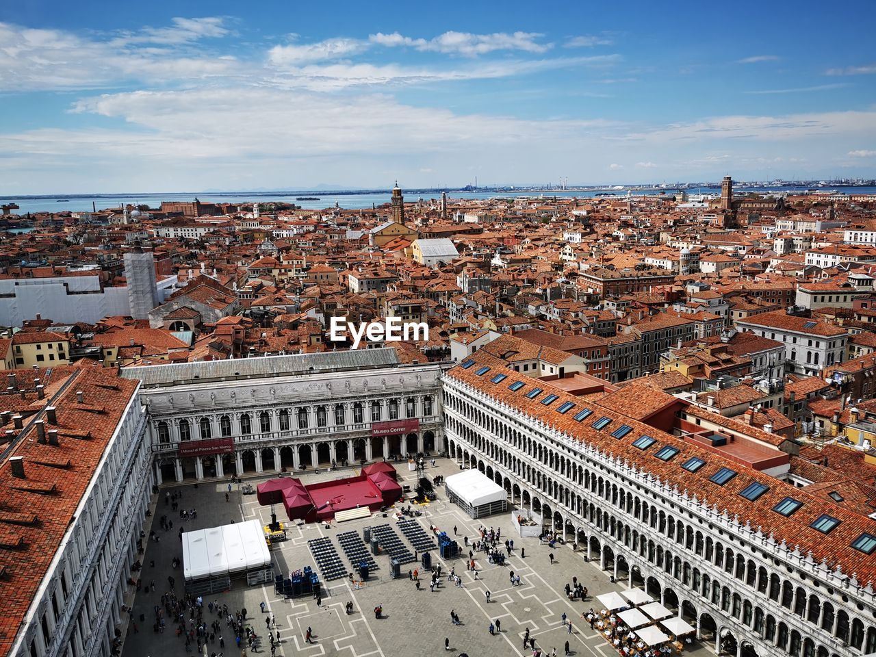 high angle view of cityscape against sky