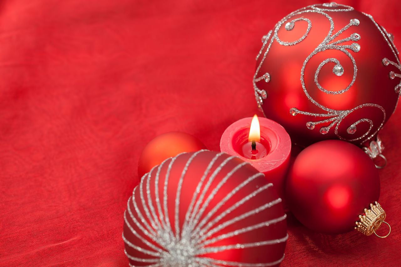 Close-up of christmas ornaments on table