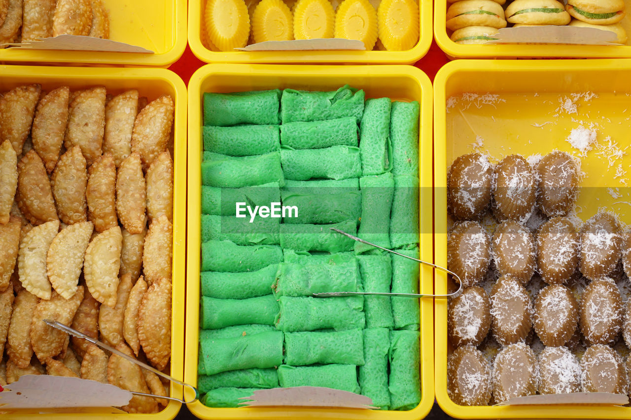 High angle view of food in basket