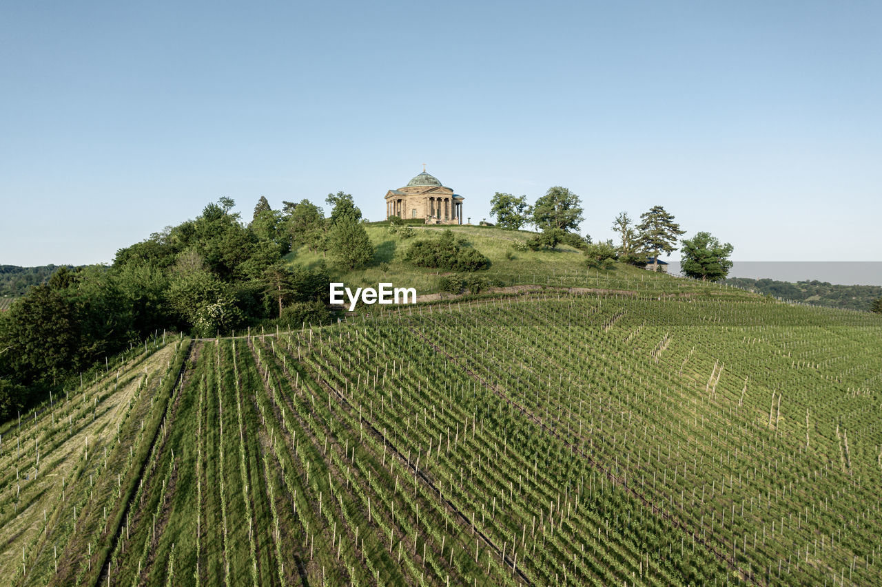 Aerial view of stuttgart rotenberg before sunset.