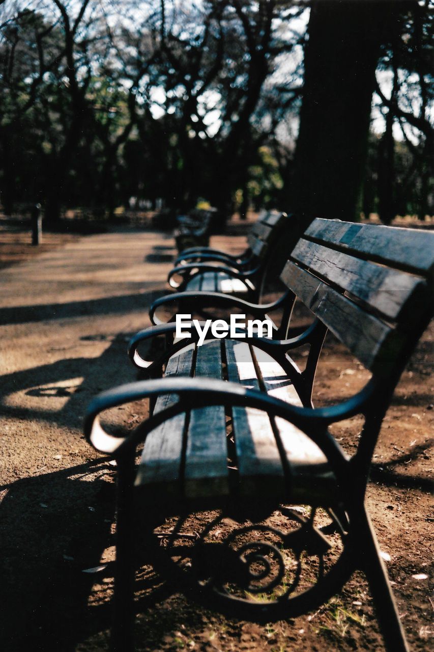 Empty bench in park