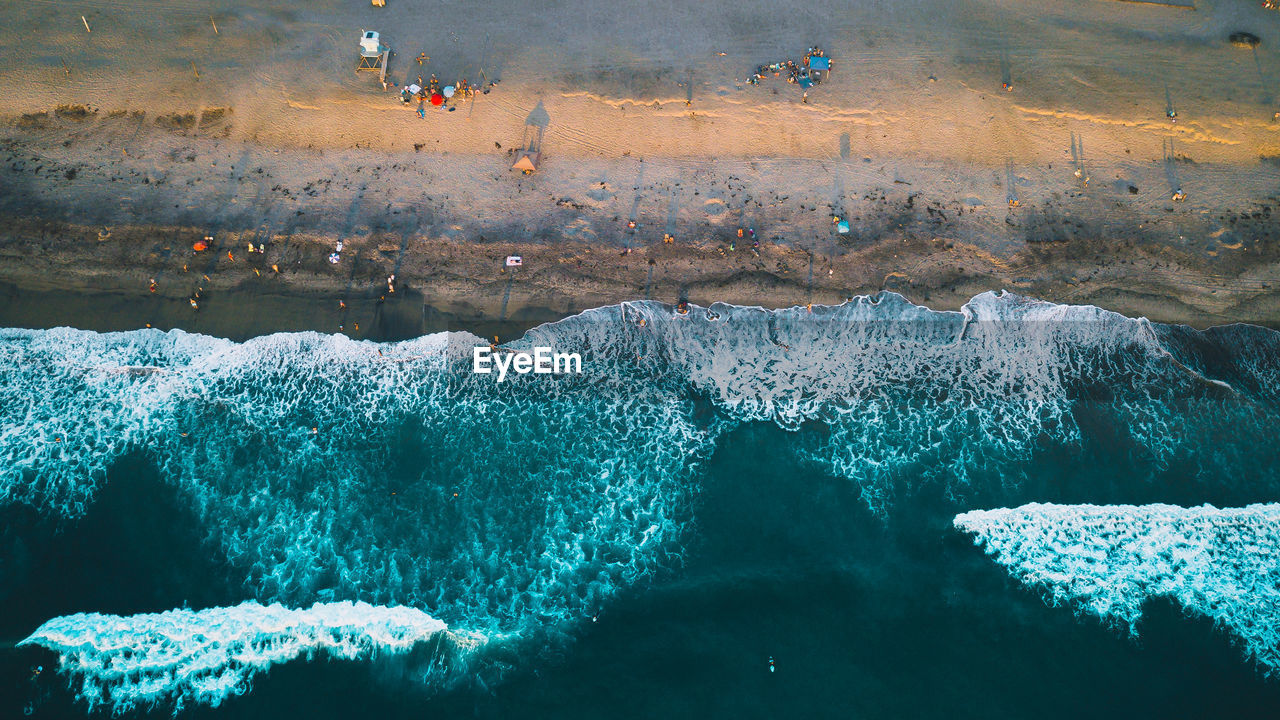 High angle view of people at beach