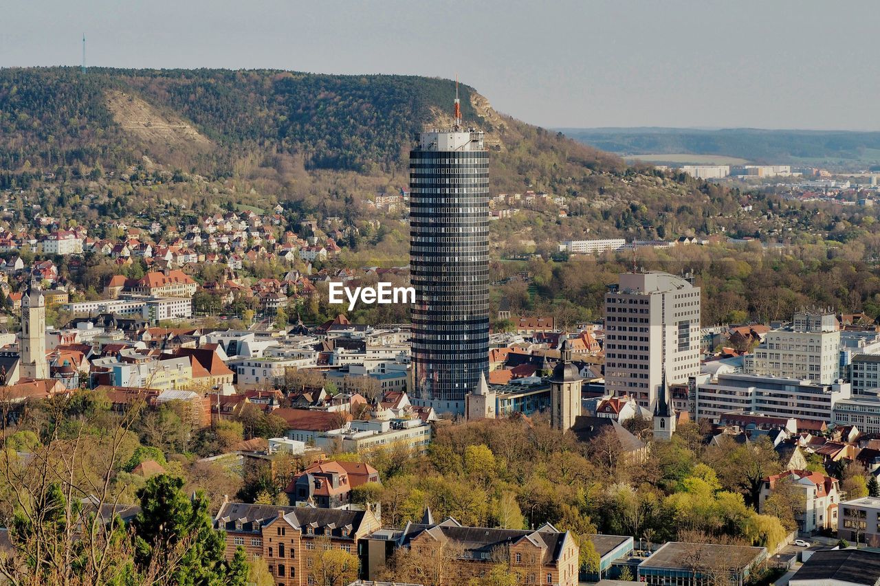 High angle view of town