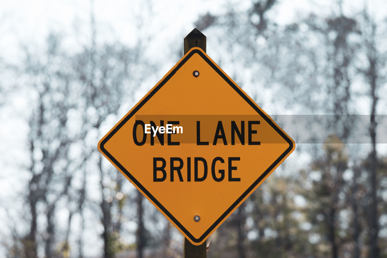 LOW ANGLE VIEW OF SIGN AGAINST TREES