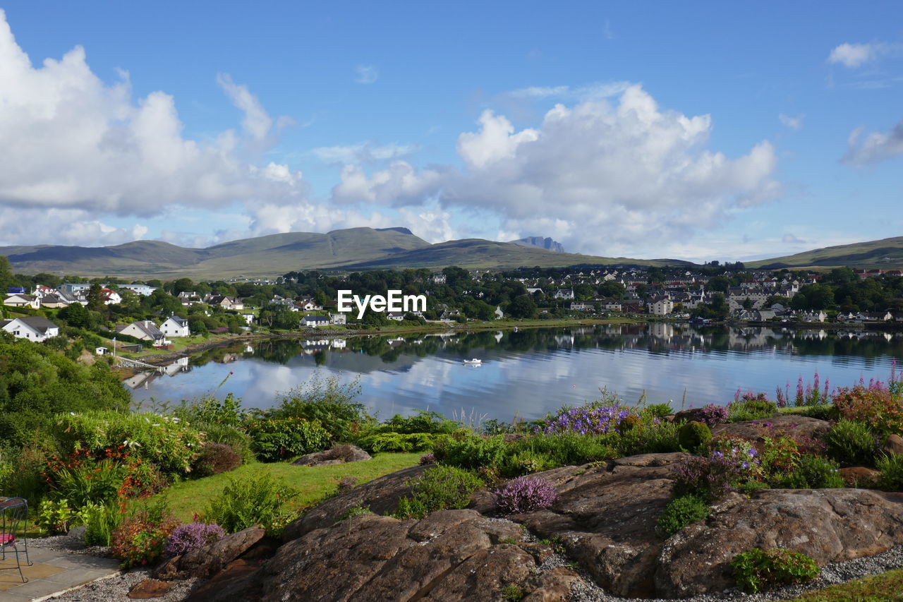 Scenic view of lake against sky