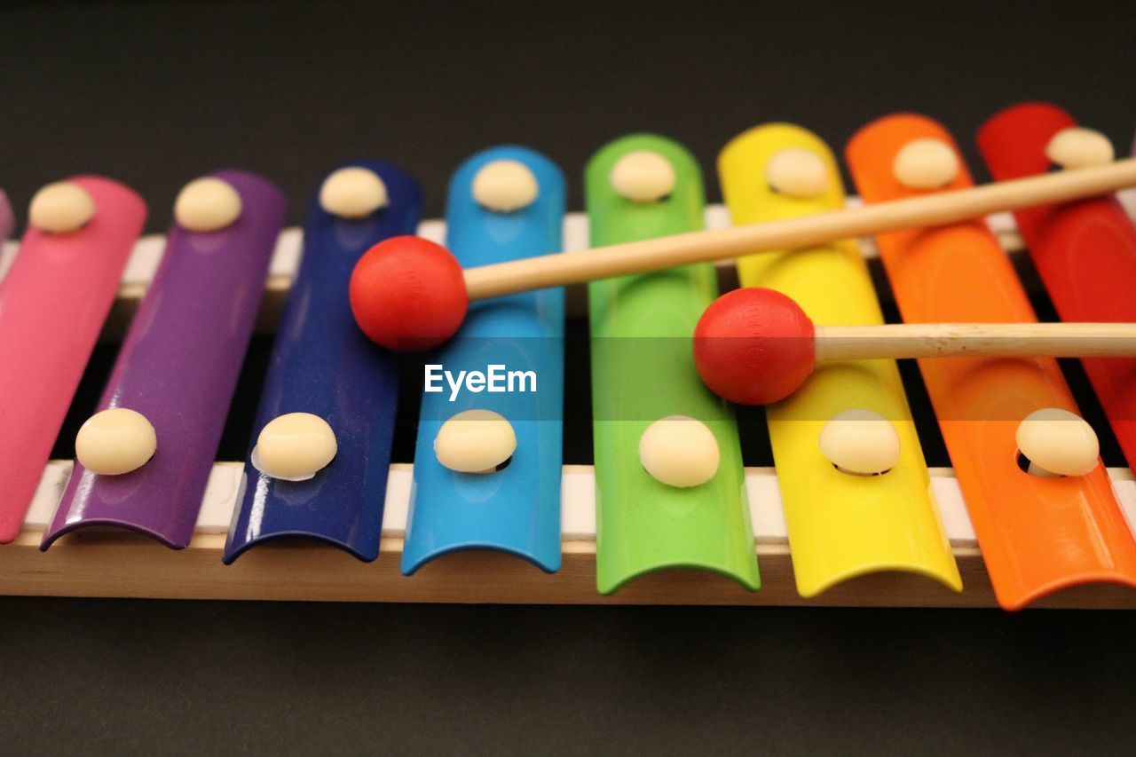 Close-up of multi colored xylophone