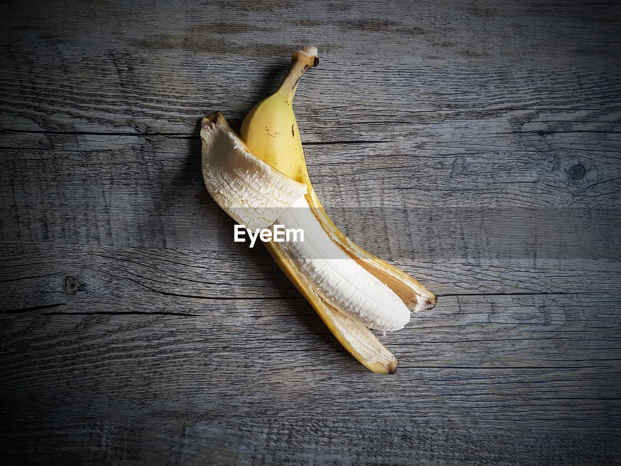 High angle view of bananas on table