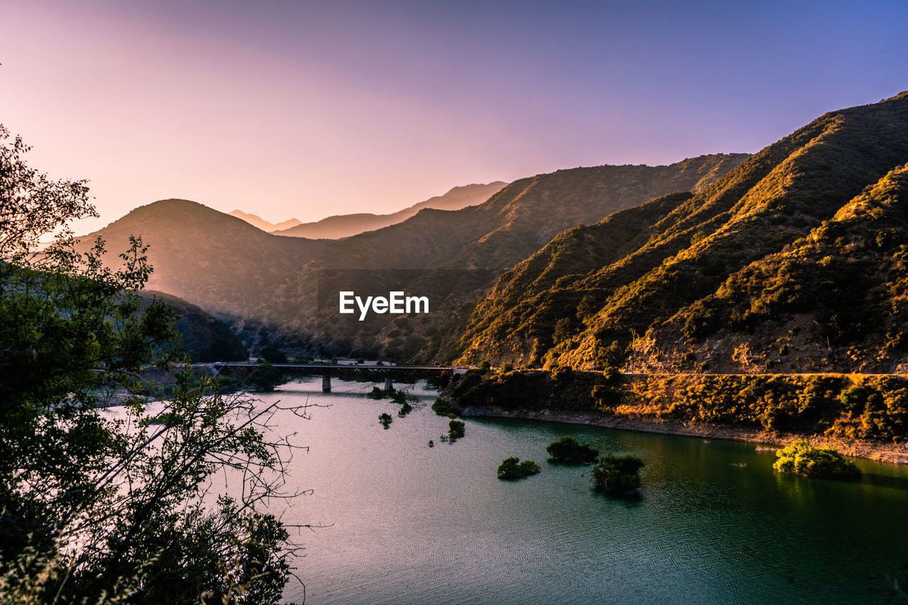 Azusa mountains lake sunset colorful water light