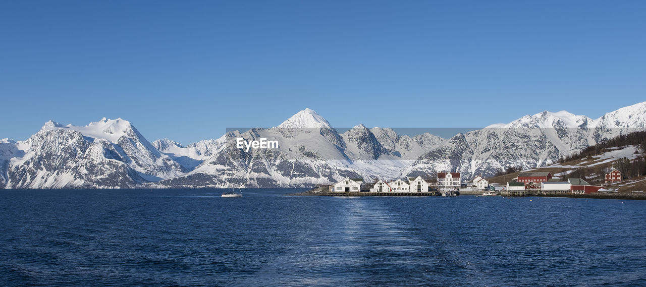 Scenic view of snow covered mountains