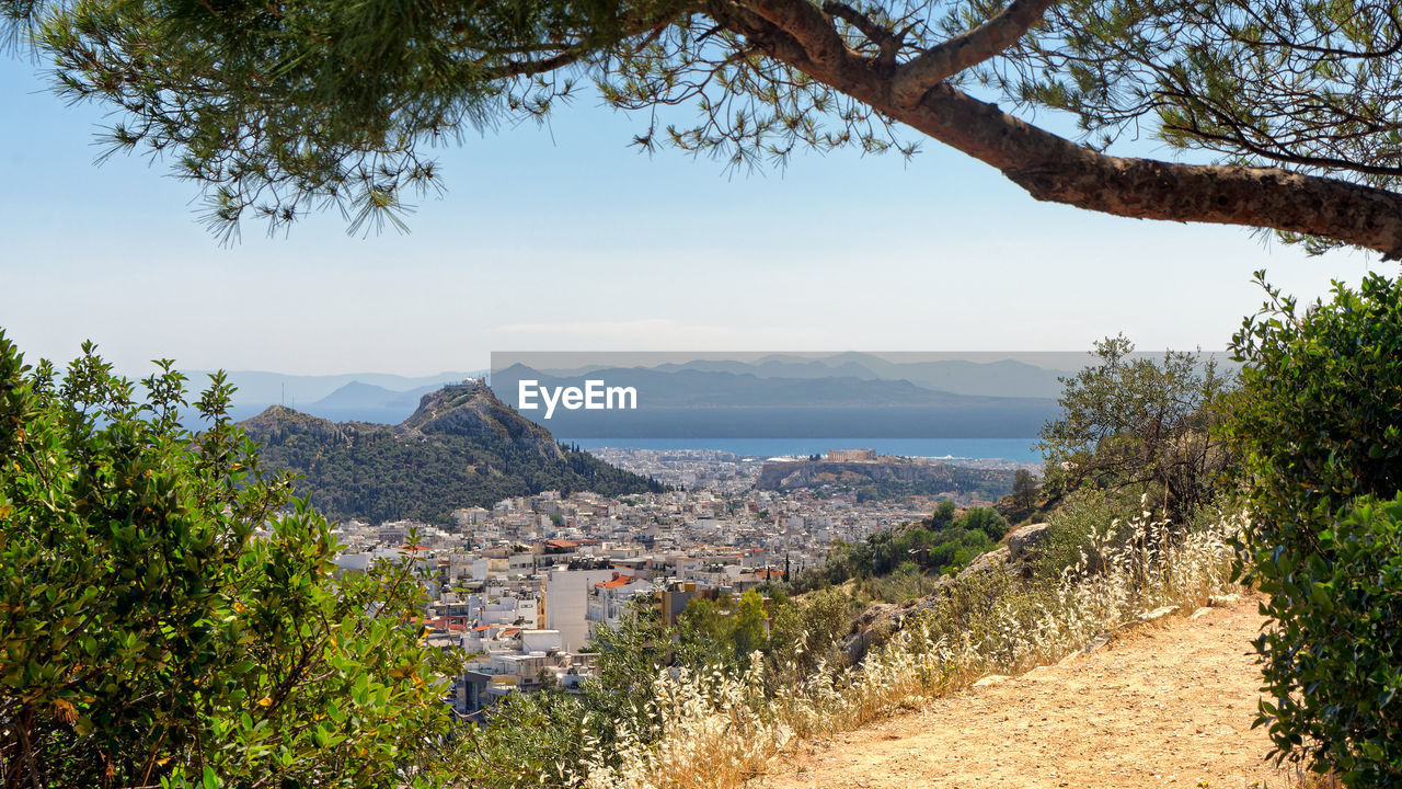 A view of parthenon, acropolis and lycabettus on an afternoon in may