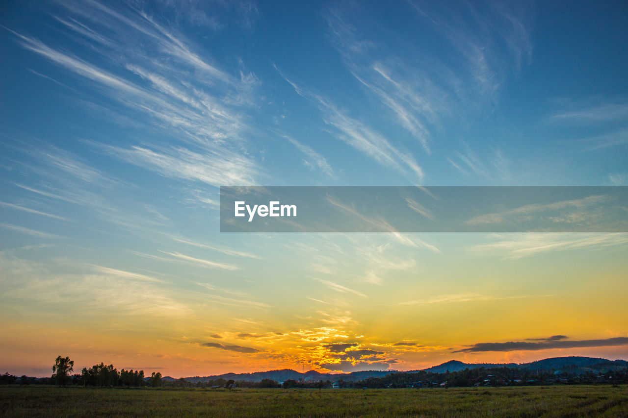 Scenic view of landscape at sunset