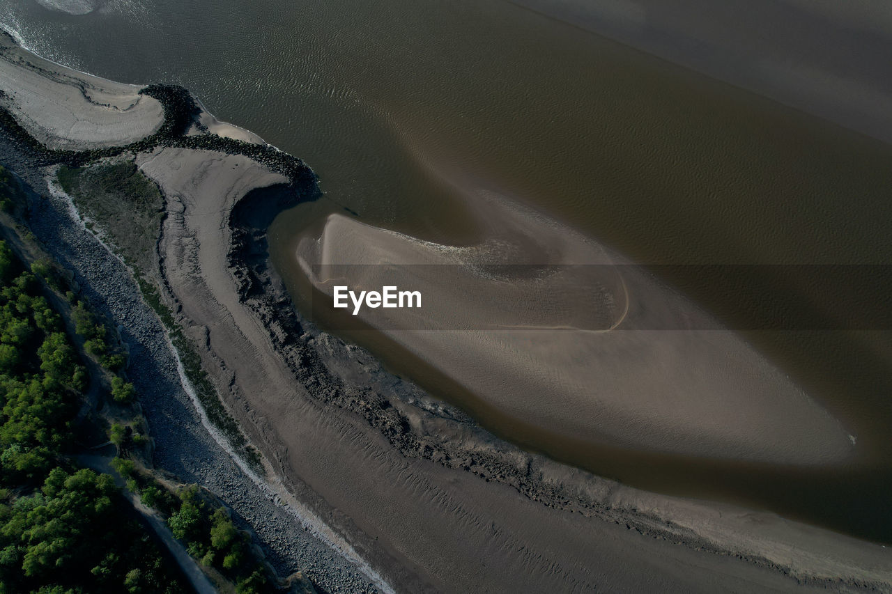 high angle view of sand at beach