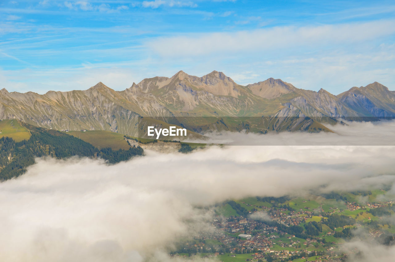 Scenic view of mountains against sky