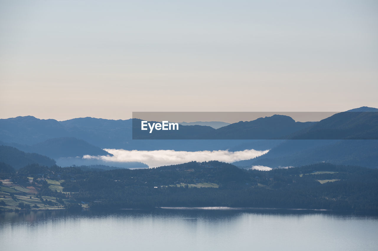 SCENIC VIEW OF LAKE AGAINST MOUNTAIN RANGE