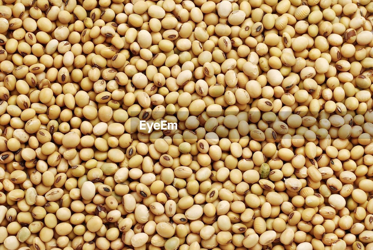 Full frame shot of soybeans for sale at market
