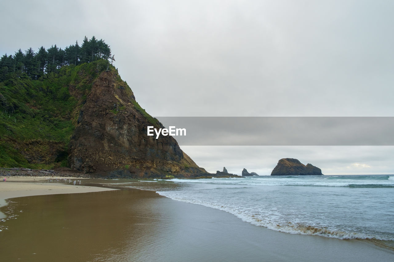 Short beach, tillamook, oregon, pacific northwest, usa on an overcast rainy day