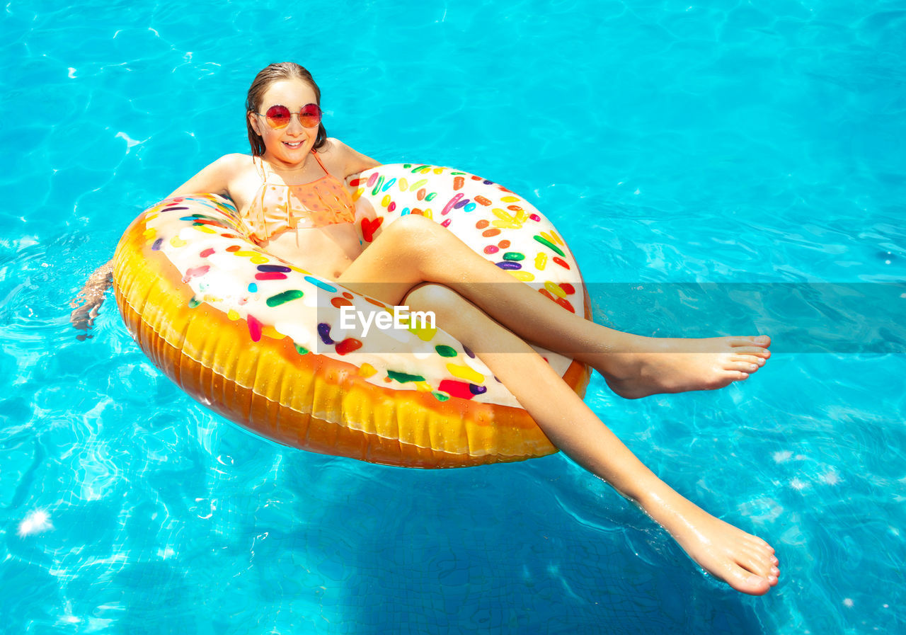 high angle view of woman in swimming pool