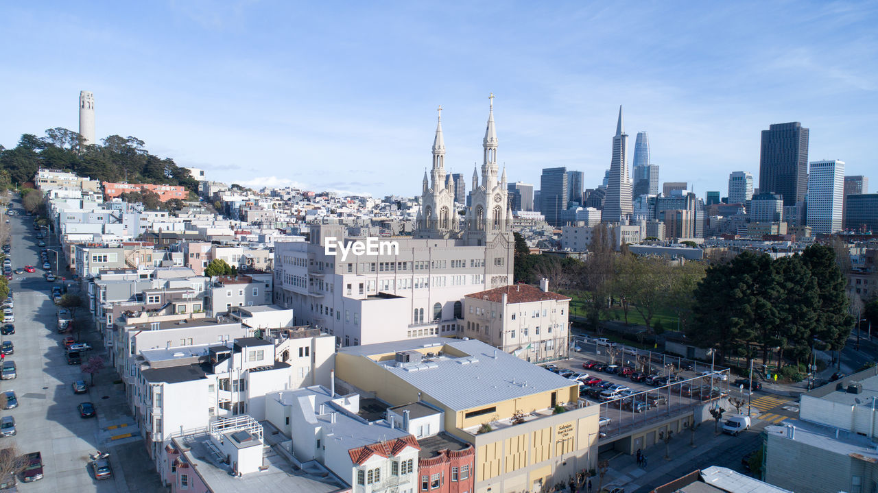 High angle view of cityscape