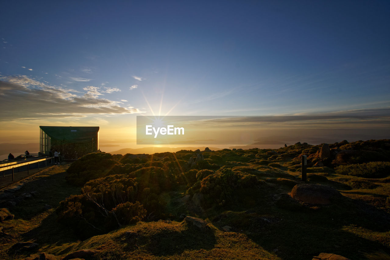 Scenic view of landscape against sky during sunset