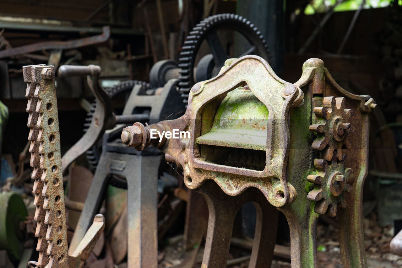 Close-up of old machinery