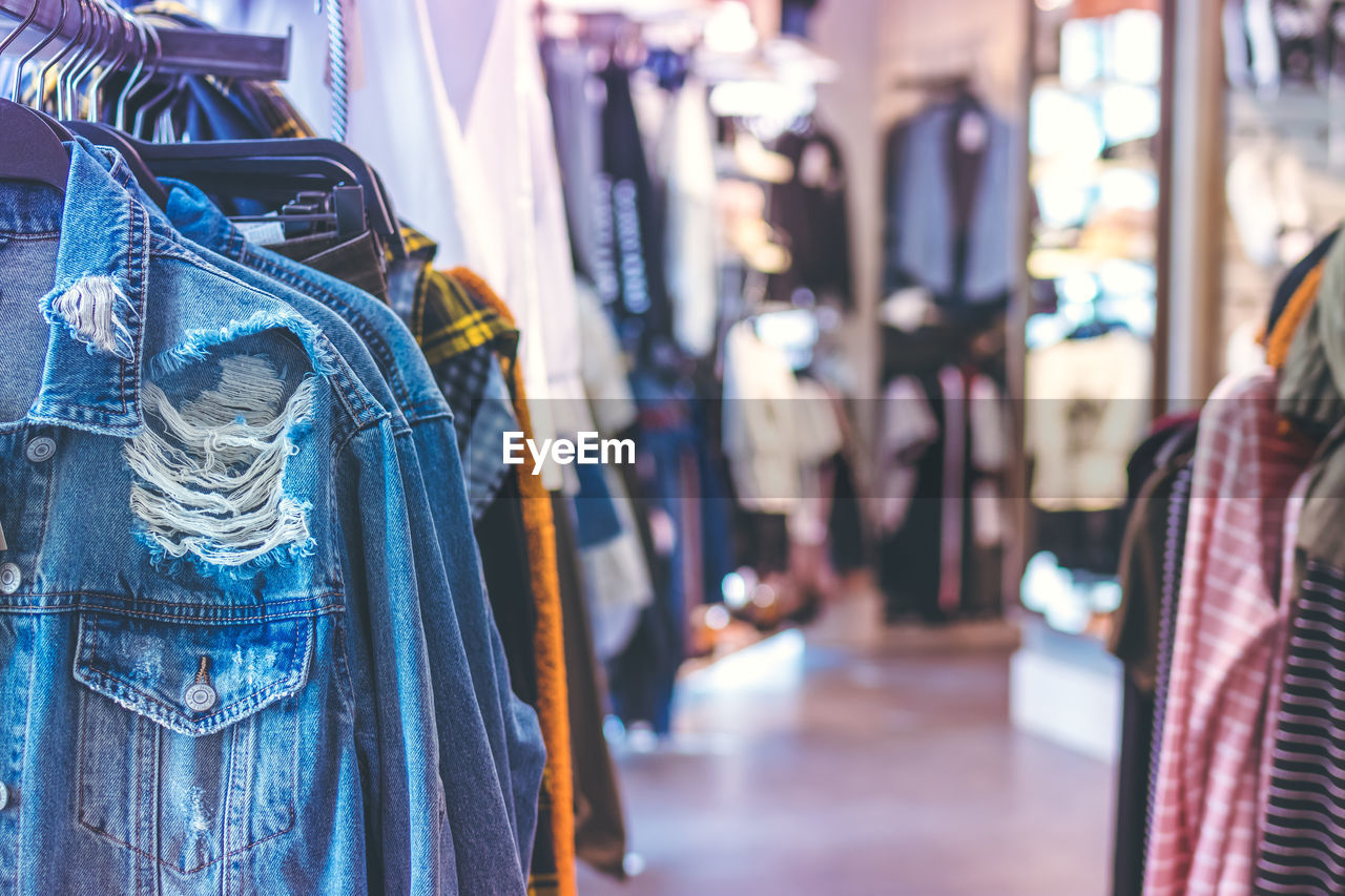 Woman clothes in the store. fashion store.