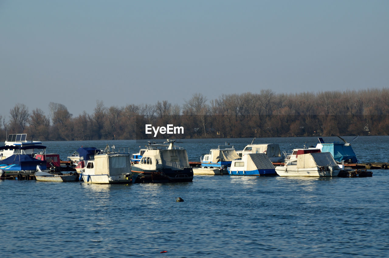 Parking place for boats on river danube