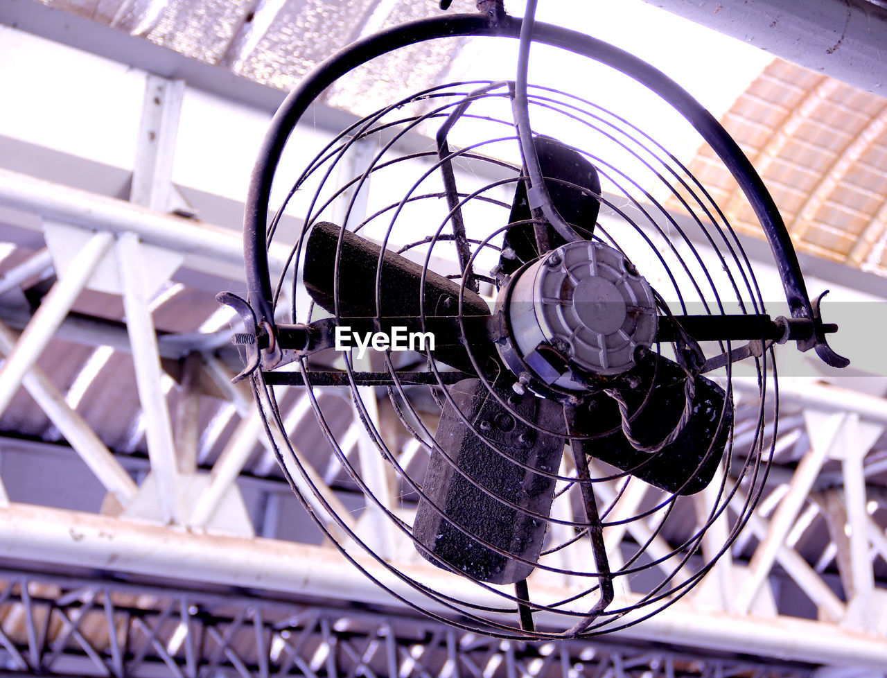 Low angle view of electric fan