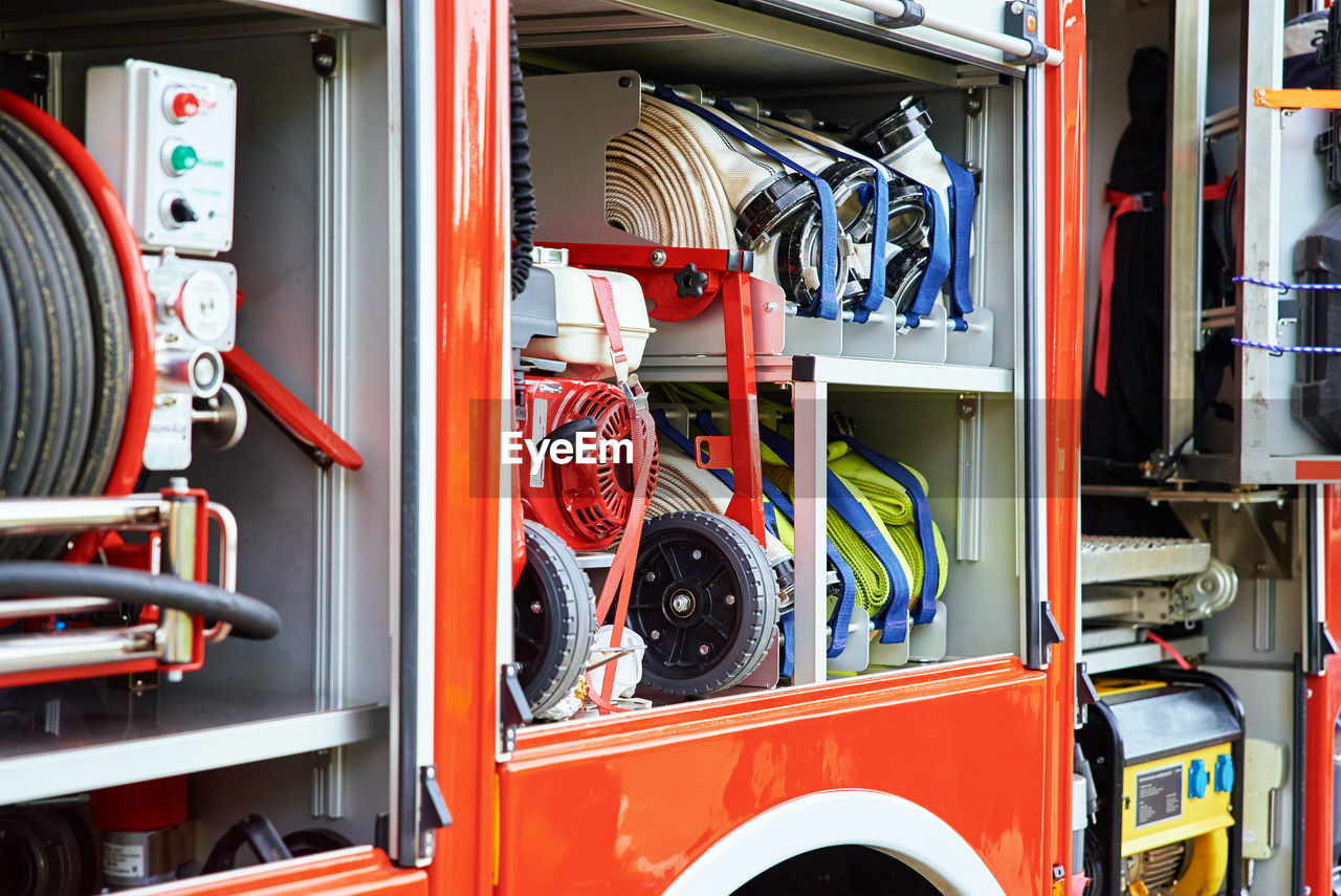 Firetruck equipment, close up