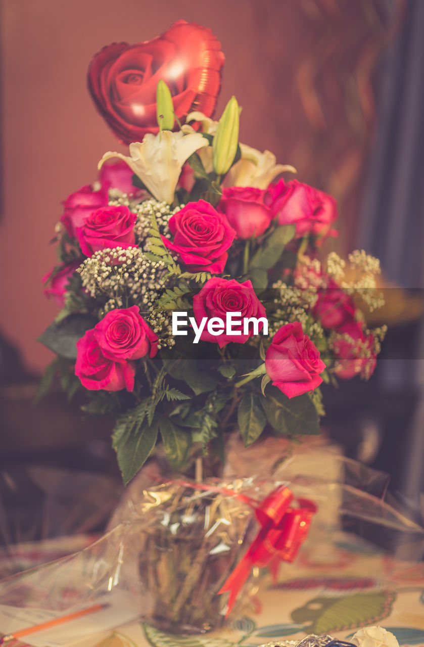 Flowers bouquet on table at home