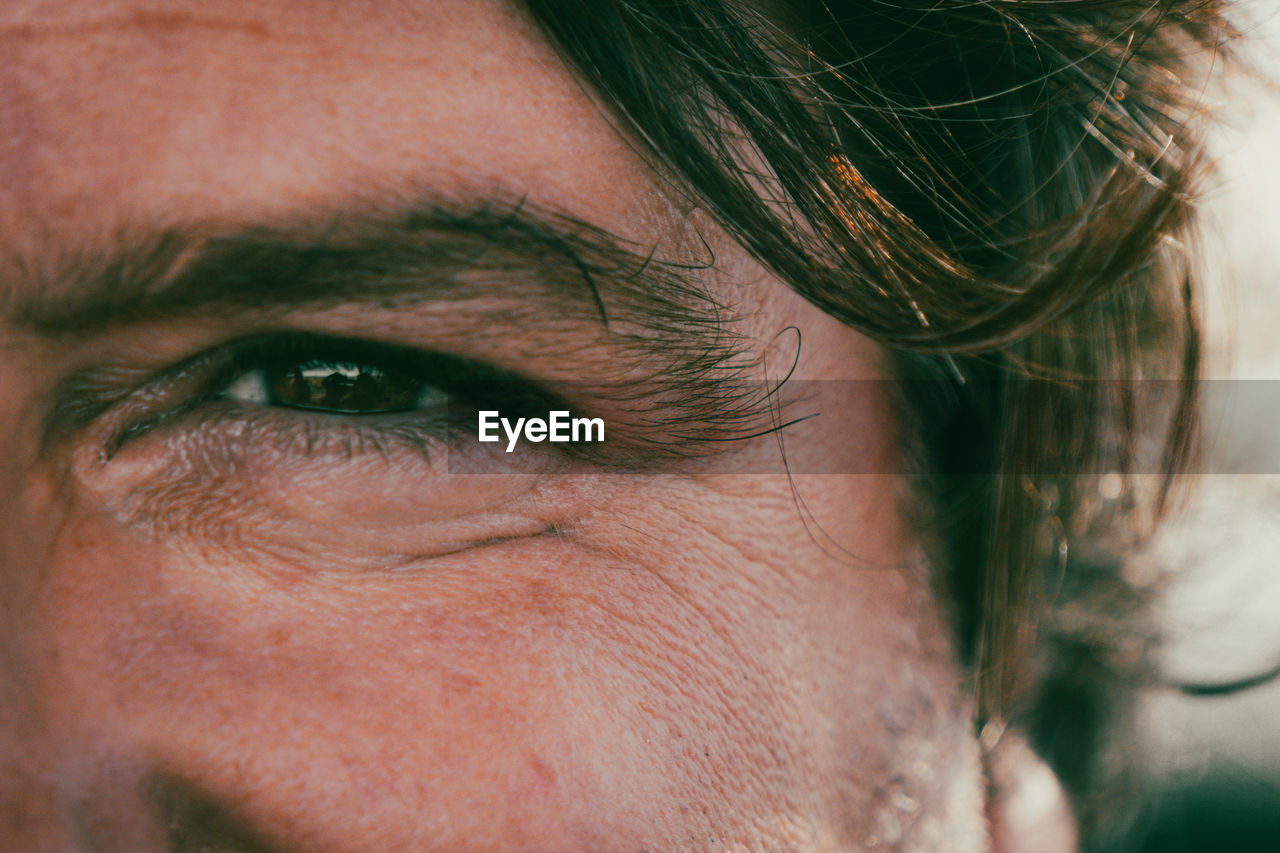 Close-up of men. eye. 