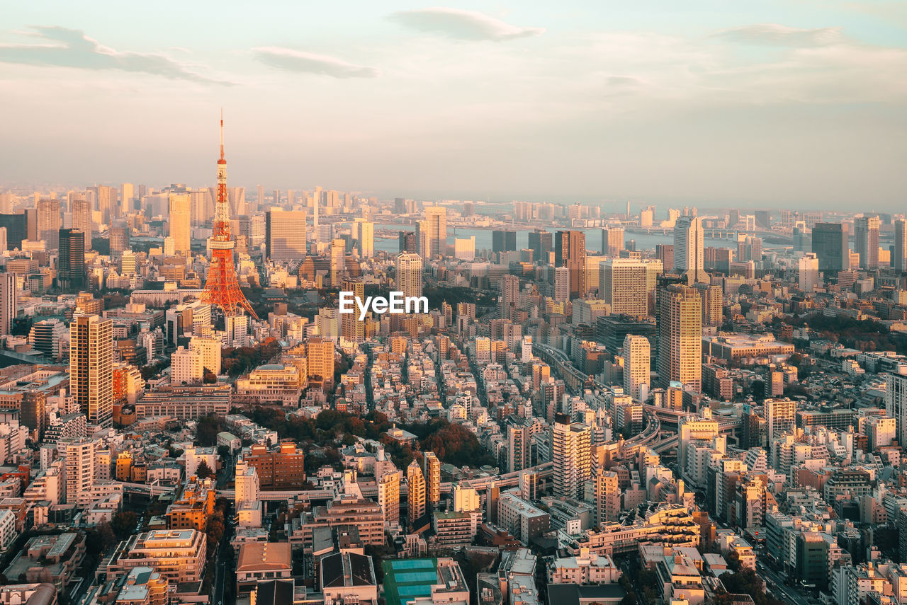 The tokyo tower at sunset