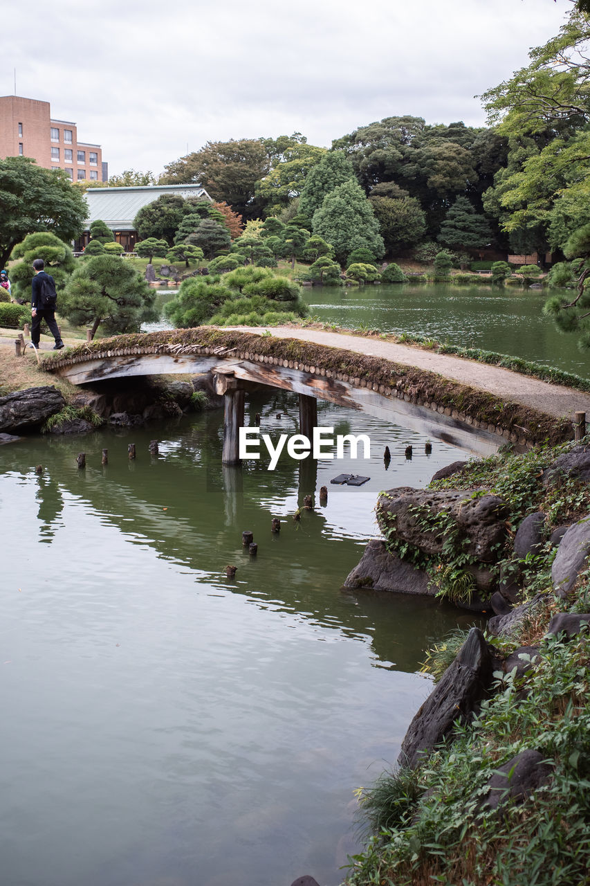 water, river, architecture, built structure, nature, plant, reflection, building exterior, tree, building, sky, waterway, environment, day, cloud, men, outdoors, travel destinations, landscape, travel, adult, tourism, house, bridge, beauty in nature, pond, city, body of water