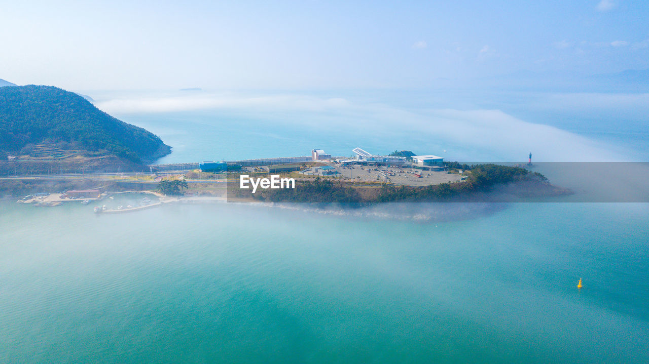 High angle view of sea against sky