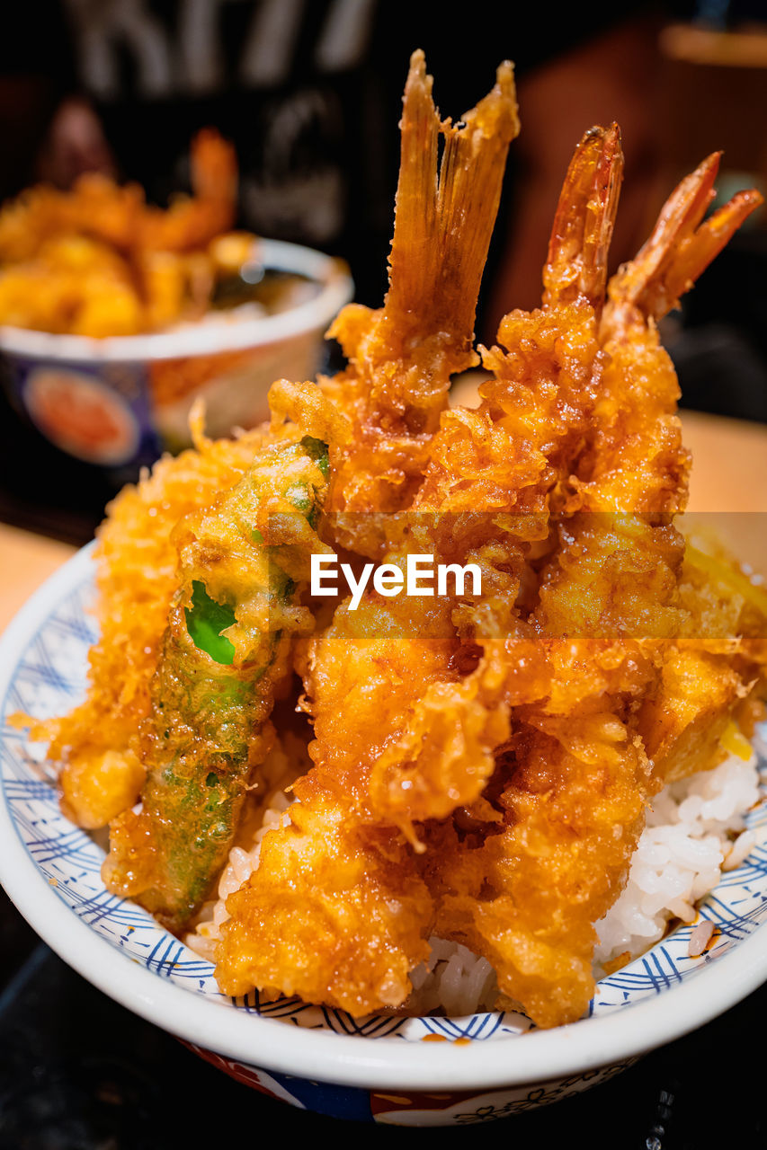 food and drink, food, dish, fried, asian food, fried prawn, plate, cuisine, freshness, no people, fried food, meat, seafood, meal, healthy eating, close-up, focus on foreground, indoors, indian food, table