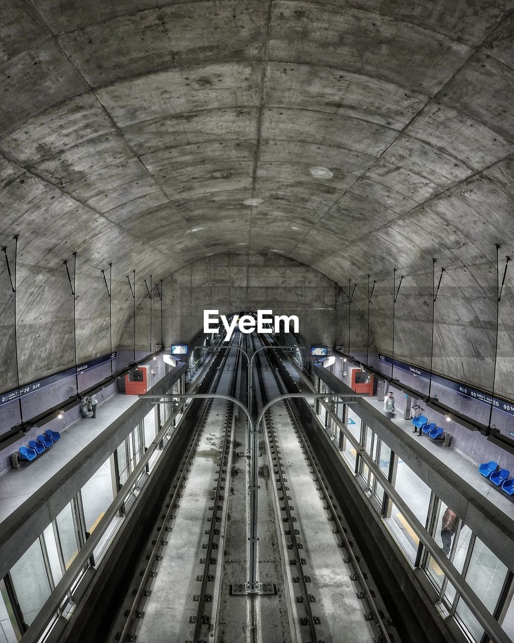 High angle view of escalator at subway station