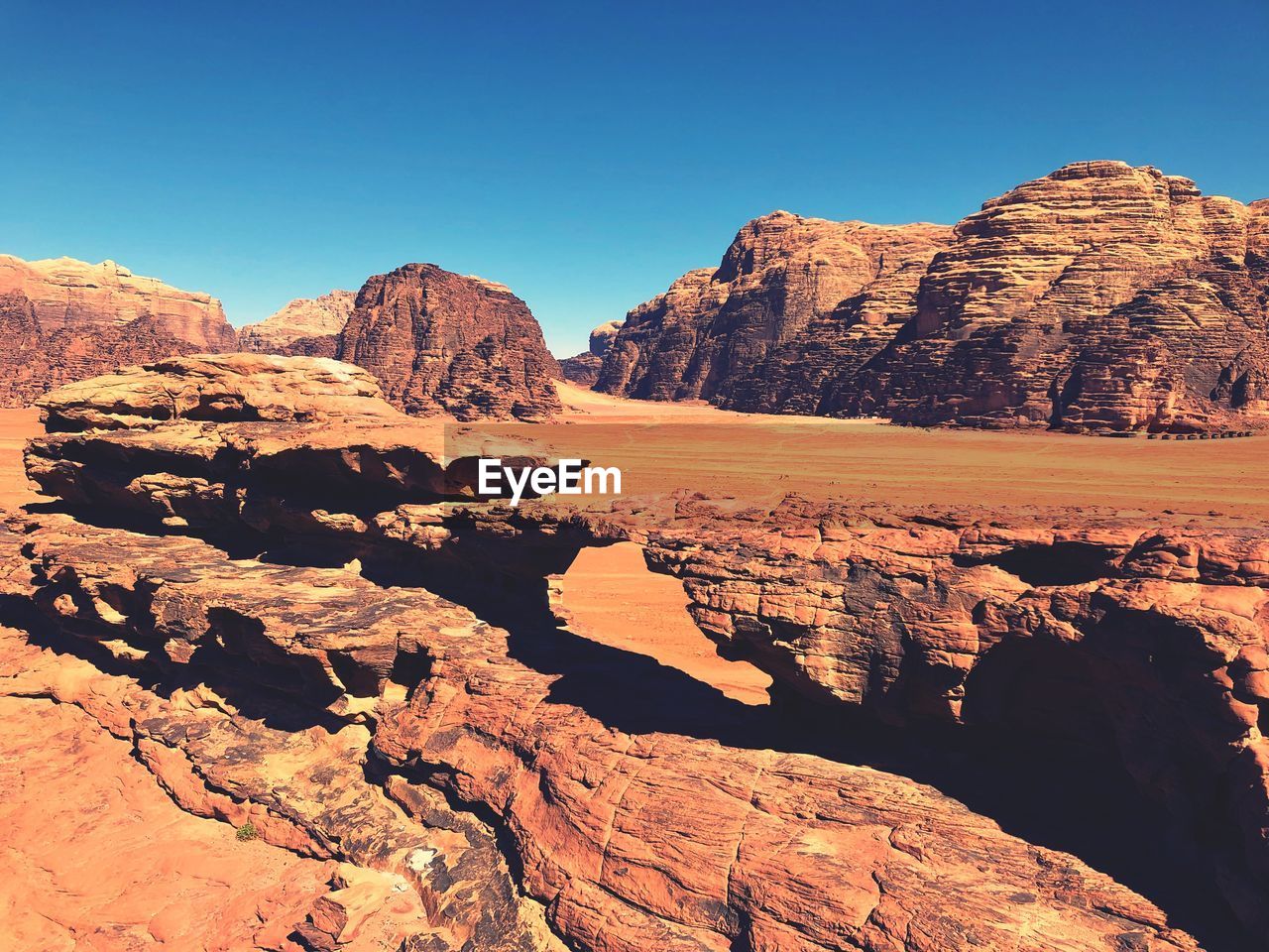 Sunny day at wadi rum, jordan