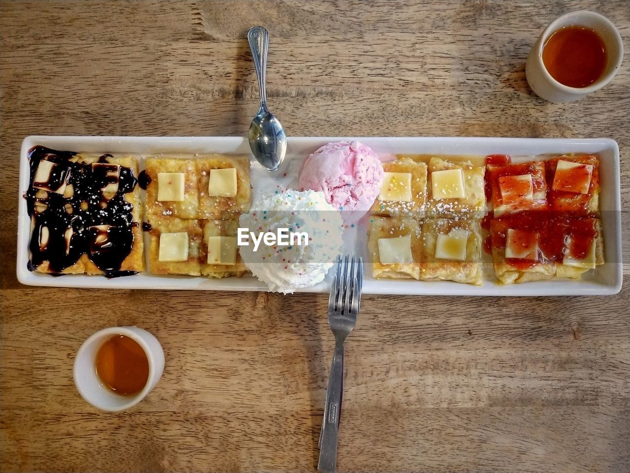 Directly above shot of sweet food on table