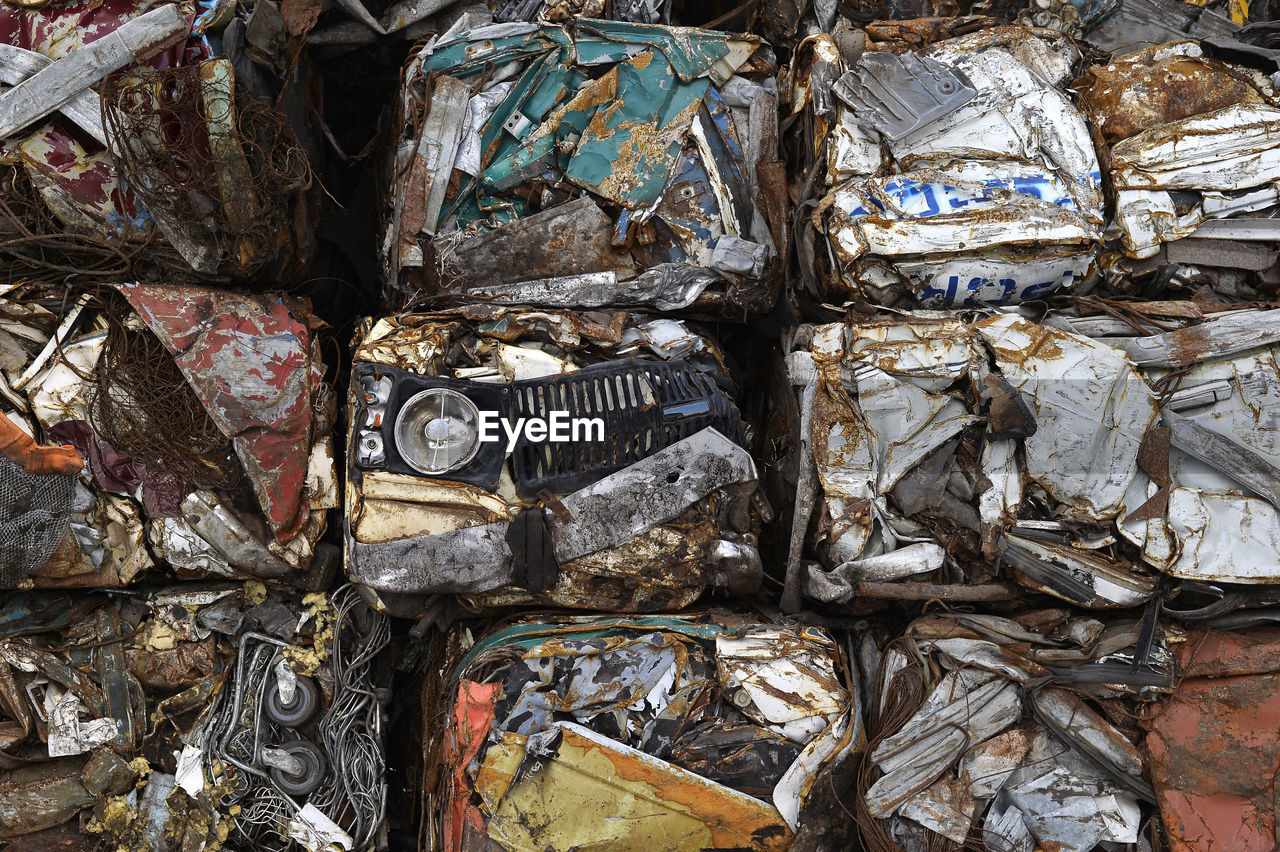 Full frame shot of garbage at recycling center