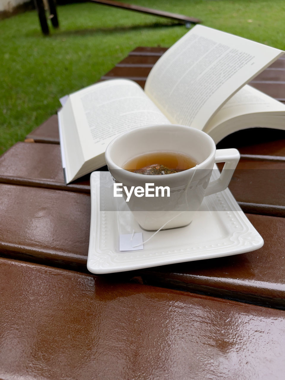 cup, mug, drink, food and drink, crockery, publication, book, coffee, hot drink, coffee cup, refreshment, tea, saucer, tea cup, no people, table, assam tea, relaxation, grass, paper, furniture, newspaper, food, high angle view, indoors