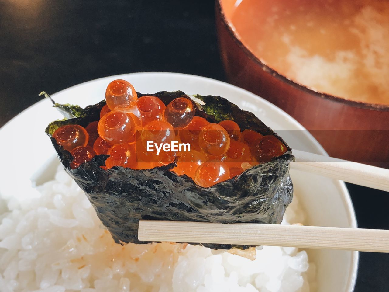 Close-up of sushi served on plate